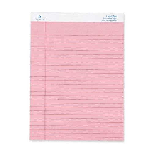 Sparco Products Colored Pad,Legal Rule,50 Sheets,8-1/2"x11-3/4",Pink