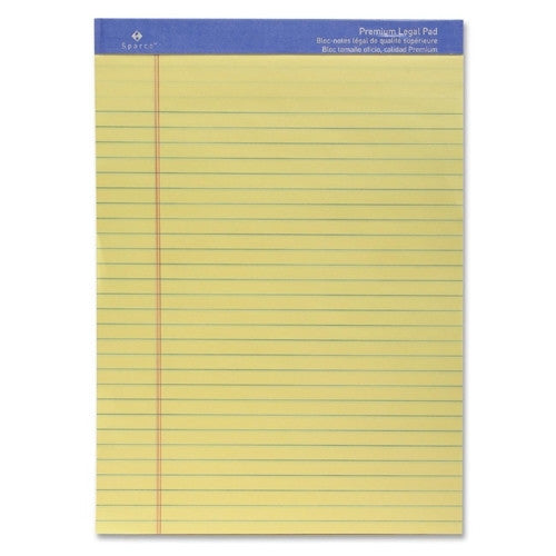 Sparco Products Perforated Legal Pad, 50 Sheets, 8-1/2"x11-3/4", Canary