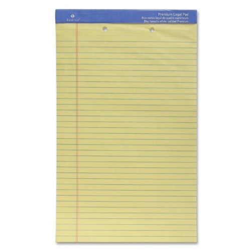 Sparco Products Perforated Legal Pad, 2 HP, 50 Sheets, 8-1/2"x14", Canary