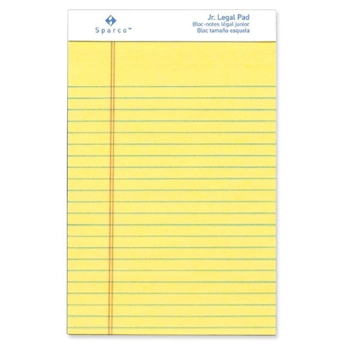 Sparco Products Pad,Micro-Perforated,Jr. Legal Rld,50 Sh,5"x8",12/DZ,Canary