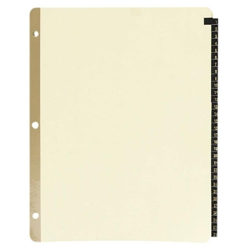 Sparco Products Tab Indexes,Daily,11"x8-1/2",Black Leather Tabs,6/ST,Buff