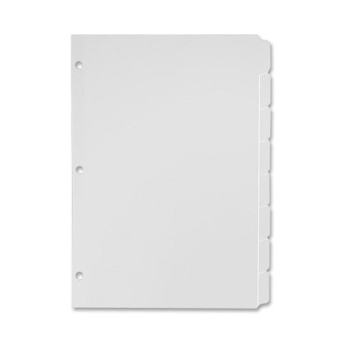 Sparco Products Plain Tab Indexes, 8-Tab, 11"x8-1/2", 100ST/BX, White