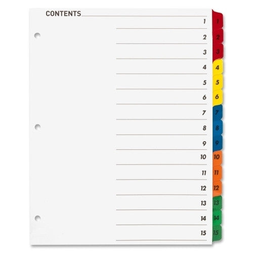 Sparco Products Index Dividers W/Table Of Contents,15-Tab, 1-15, Multi