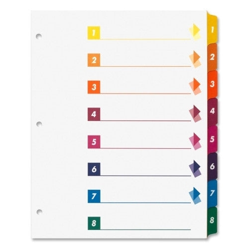 Sparco Products Index Dividers W/Table Of Contents, 8-Tab,1-8, 24/ST,Multi