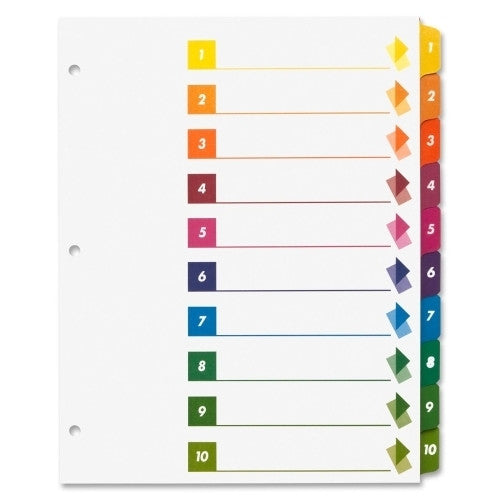 Sparco Products Index Dividers W/Table Of Contents,10-Tab, 1-10,24/ST,Multi