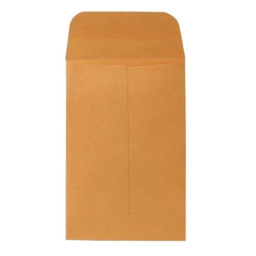 Sparco Products Coin Envelopes, Gummed Flap, 20 lb., 3"x4-1/2", Kraft