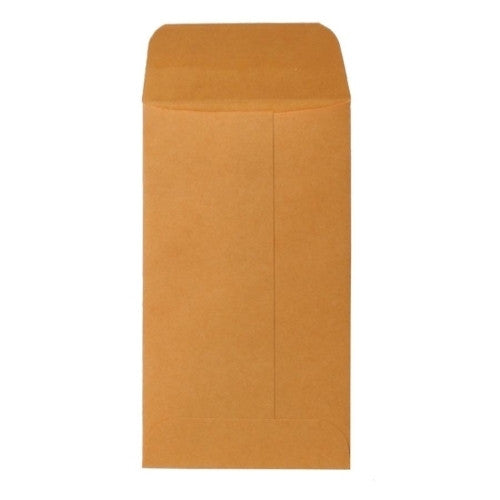 Sparco Products Coin Envelopes, Gummed Flap, 20 lb., 3-1/8"x5-1/2", Kraft