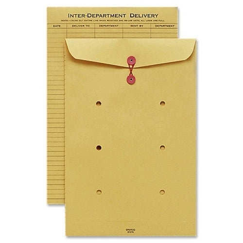 Sparco Products Inter-Department Envelope, String Closure, 10"x13", Kraft