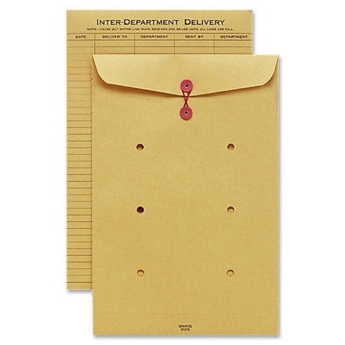 Sparco Products Inter-Department Envelope, String Closure, 10"x15", Kraft