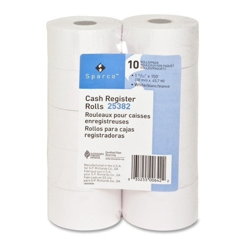 Sparco Products Cash Register Roll, 38mm, 1-15/32", 150' Long, 10/PK, WE