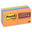 3M Commercial Office Supply Div. Super Sticky Pads, 90 Sheets/PD, 3"x3", 12/PK, Neon Fusion