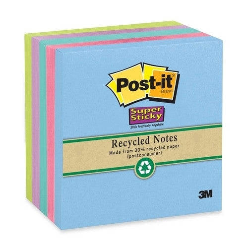 3M Commercial Office Supply Div. Super Stick Notes, 3"x3", 5/PK, Tropical Colors