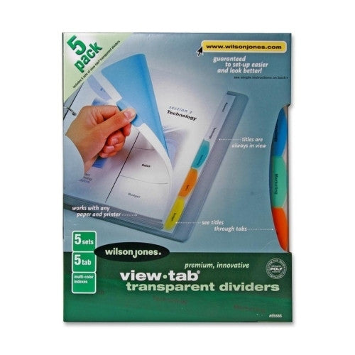 Acco/Wilson Jones Transparent Dividers, 5-Tab, Square, 5 ST/BX, Multicolor