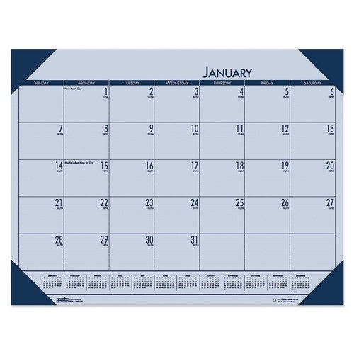 House of Doolittle Desk Pad, 12 Month, Jan-Dec, 22"x17", Blue