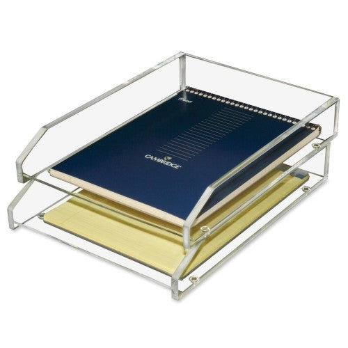 Kantek Double Letter Tray, Acrylic, 9-7/8"X13-1/2"X4-3/4", Clear