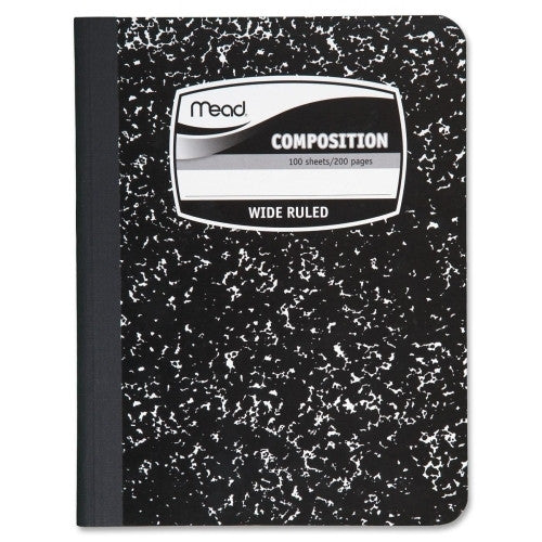 Mead Composition Book,Wide Ruled,100 Sheets,7-1/2"x9-3/4",Black