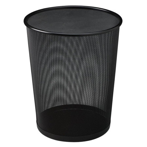 Rubbermaid Commercial Products Round Wastebasket, 20 Qt., 11-1/2"x14", Steel Mesh, Black