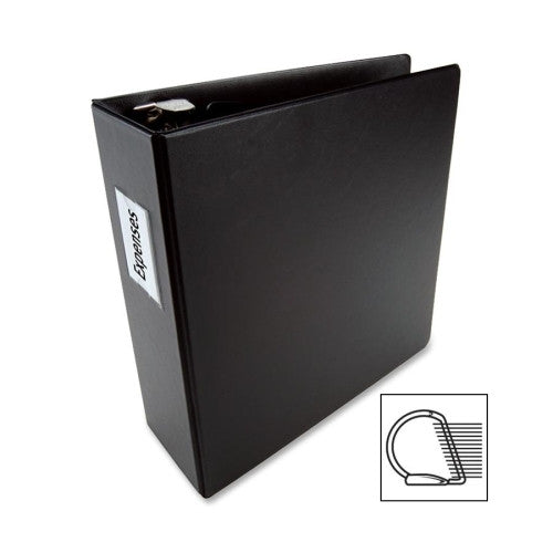 Acco/Wilson Jones D-Ring Label Holder Binder, 4" Capacity, 11"x8-1/2", Black