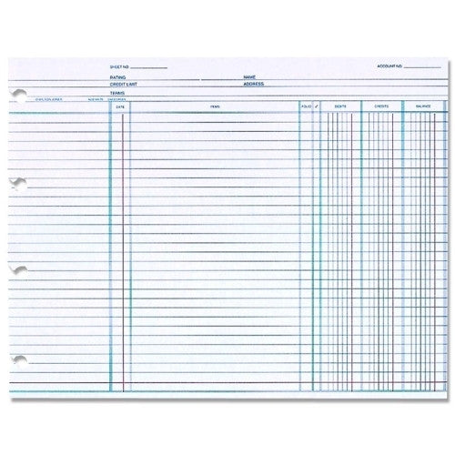 Acco/Wilson Jones Balance Ledger Form, 3 Columns, 7-1/2"x10-3/8",100/PK,WE