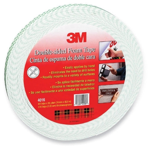 3M Commercial Office Supply Div. Foam Tape, Double-Coated, 1/16" Thick, 3/4"x36 Yards, WE