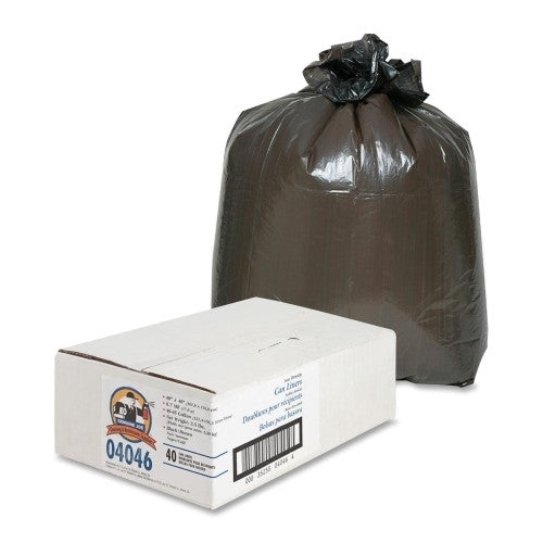 Genuine Joe Can Liner,2-Ply,40"x46",40-45 Gallon,40/CT,Brown/Black