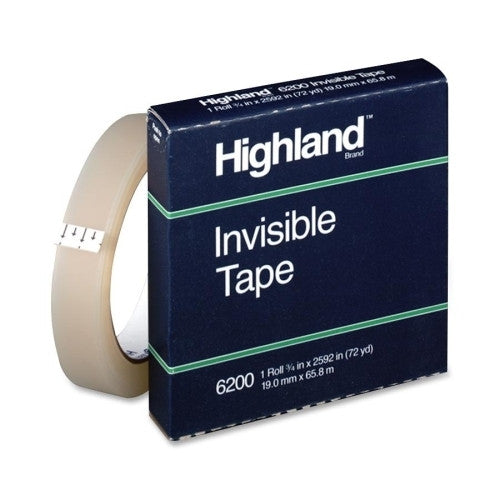 3M Commercial Office Supply Div. Highland Invisible Tape, 3" Core, 3/4"x2592, Clear