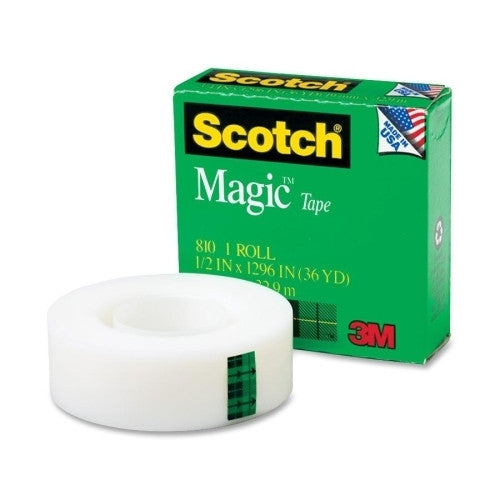 3M Commercial Office Supply Div. Magic Tape, 1" Core, 1/2"x1296", 1/PK, Transparent