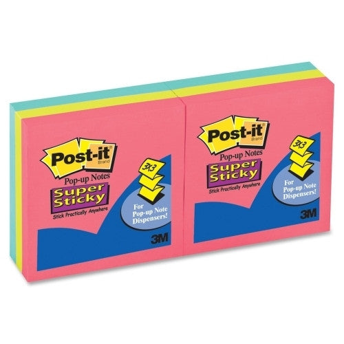 3M Commercial Office Supply Div. Super Sticky Pop-ups,3"x3",90 Sheets/PD,6/PK,Ultra Colors