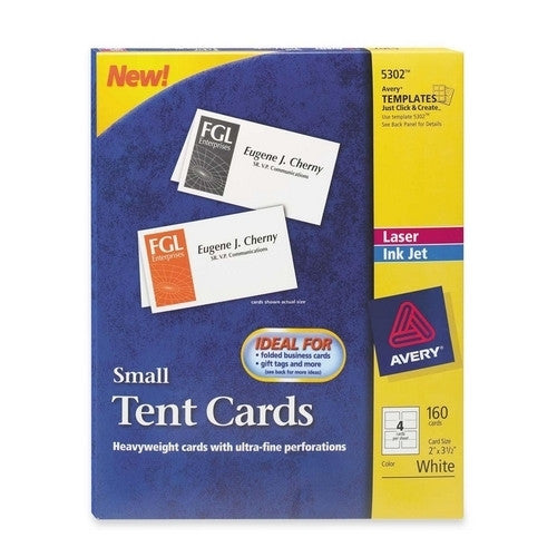 Avery Consumer Products Laser/Inkjet Tent Cards,Perforated,2"x3-1/2",160/BX,WE