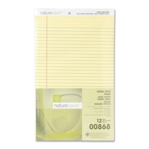 Nature Saver Recycled Pad, Legal Ruled, 8-1/2"x14", 50 Sheets, Canary