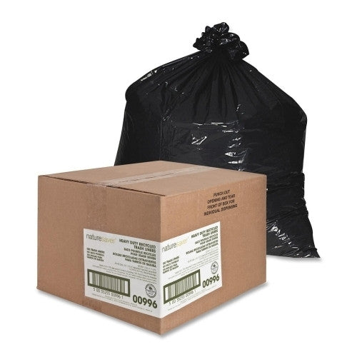 Nature Saver Trash Can Liners,Rcycld,40-45 Gal,1.65mil,40"x46",100/BX,BK