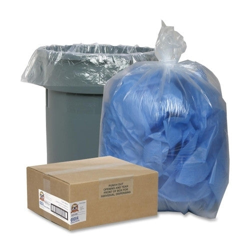 Genuine Joe Trash Can Liner, 55-60 Gallon, .8Mil, 38"x58", 100/BX, Clear