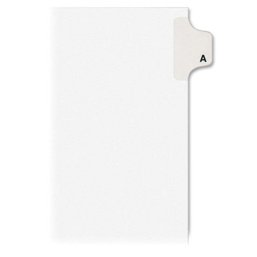 Kleer-Fax, Inc. Index Dividers,"A",Side Tab,1/26 Cut,11"x8-1/2",25/ST,WE