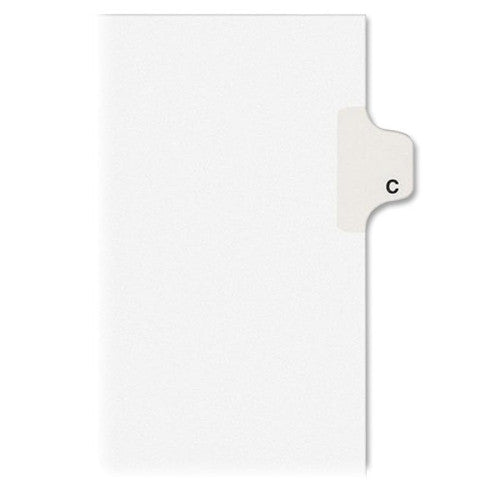 Kleer-Fax, Inc. Index Dividers,"C",Side Tab,1/26 Cut,11"x8-1/2",25/ST,WE