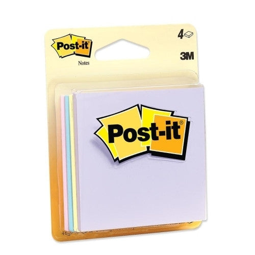 3M Commercial Office Supply Div. Post-it Notes, Original Pad, 3"x3", 50 SH/PD, 4/PK, Pastel