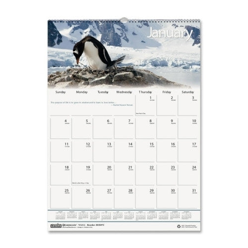 House of Doolittle Wall Calendar, Wildlife Scenes, 12-Month, Jan-Dec, 15-1/2"x22"