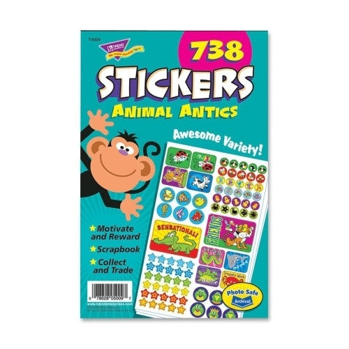 Trend Enterprises Sticker Pad, "Animal Antics", 5-3/4"x9-1/2", 738 Stickers