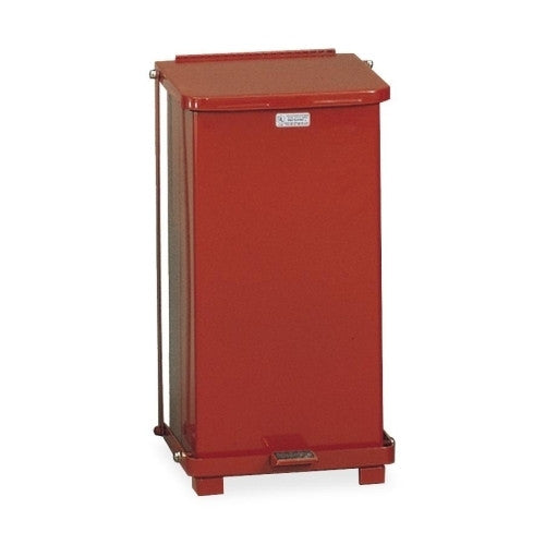 Rubbermaid Commercial Products Steel Step Waste Receptacle, 12 Gallon, 12"x12"x23", Red