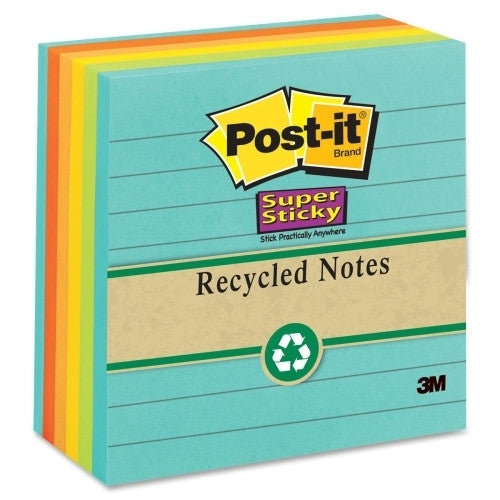 3M Commercial Office Supply Div. Super Sticky Pads,90 Sheets/PD,4"x4",6/PK,Natures Hues