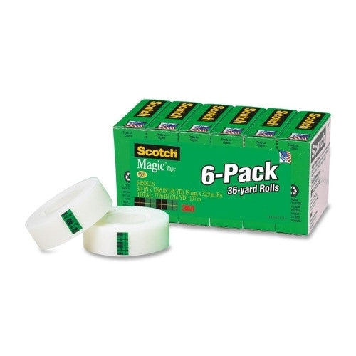 3M Commercial Office Supply Div. Magic Tape, 1" Core, 3/4"x1296", 6/PK, Transparent