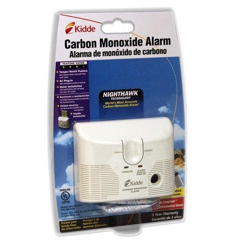 Kidde Fire and Safety Carbon Monoxide Alarm,AC/DD Plug In,9V Battery Backup,WE