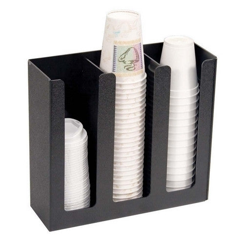 Vertiflex Cup/Lid Holder,3 Columns,12-3/4"x4-1/2"x11-3/4",Black