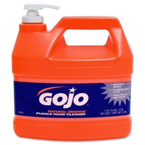 GOJO Industries Hand Cleaner,Orange Pumice,w/Baby Oil,1 Gal,4/CT,Citrus