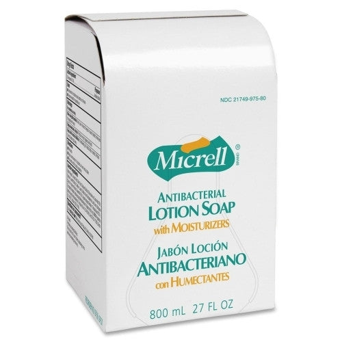 GOJO Industries Lotion Soap, Micrell, Antibacterial, 800ml, 12/CT, Golden