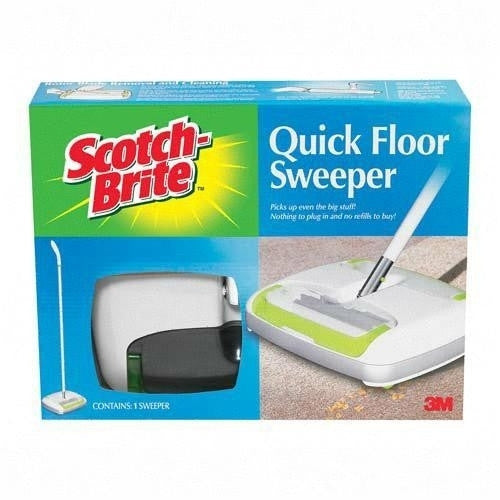 3M Commercial Office Supply Div. Quick Floor Sweeper,Rubber Blades,Rubber Bumper,White