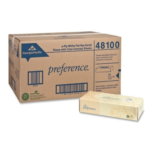 Georgia Pacific Facial Tissue, Flat Box, 2 Ply, 30 BX/CT, White