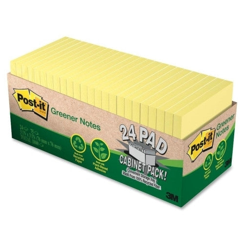 3M Commercial Office Supply Div. Post-it Notes, Original, 75 Sheet/PD, 24/PK, Canary