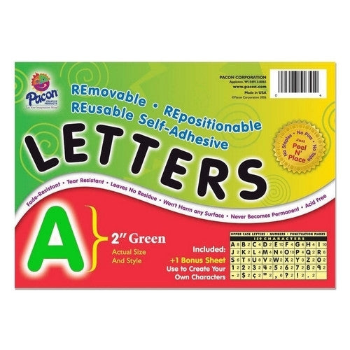 Pacon Corporation Self-Adhesive Letters, 2", 159 Characters, Green