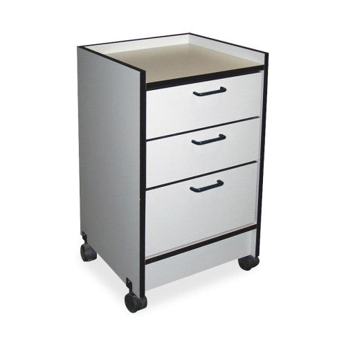 Hausmann Industries Mobile Cart,3 Drawers,18-1/2"x18-1/2"x30",Folkstone Gray