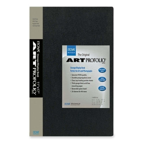 Itoya of America, Ltd Art Portfolio, Top Load, 24 Sleeves, 11"x17", Black